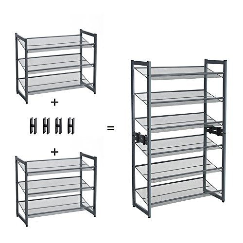 SONGMICS Shoe Rack for Closet, 3Tier Shoe Storage, Metal Shoe