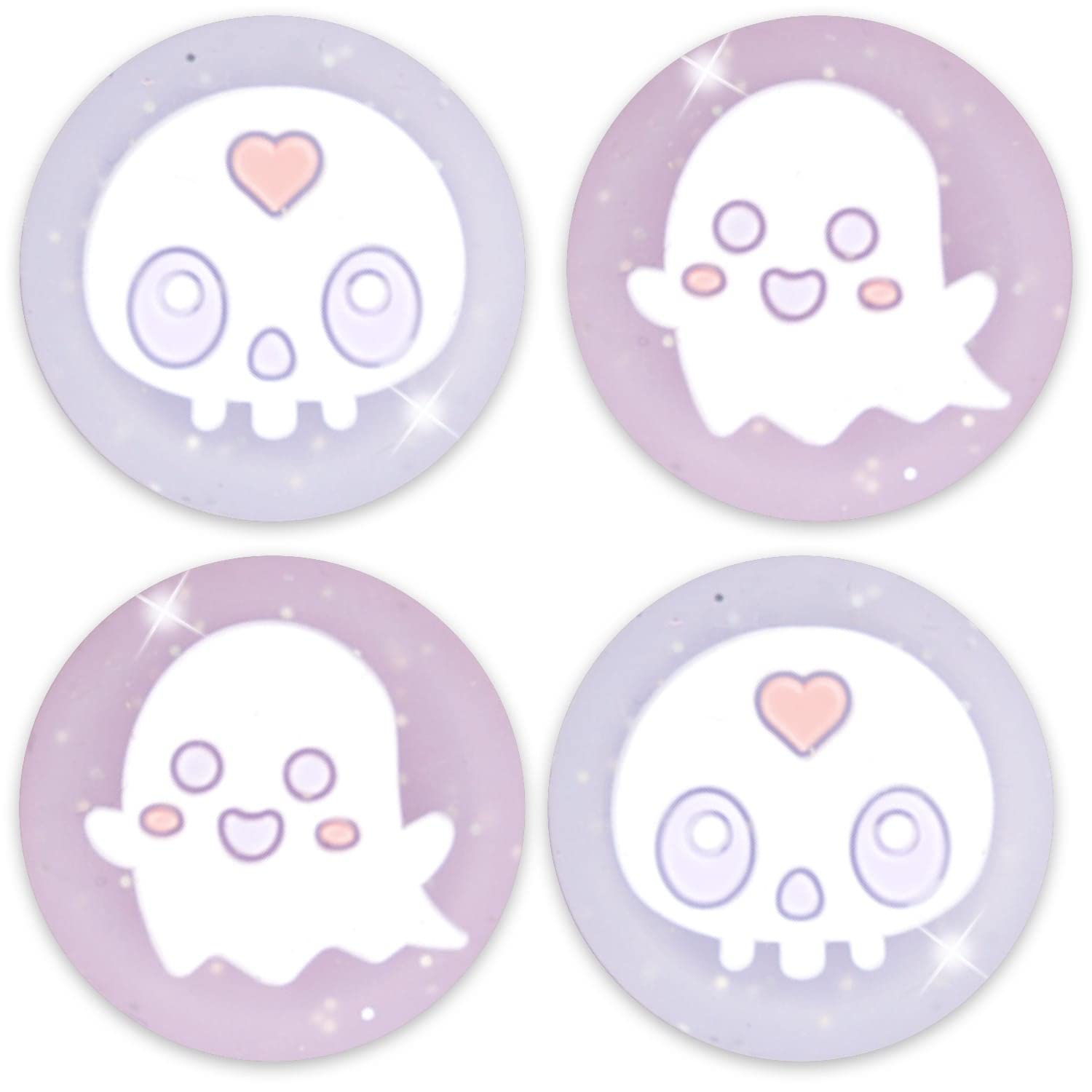 BelugaDesign Ghost Thumb Grips | Big Glitter Halloween Gothic Clear Jelly Joystick Grip Button Caps | Compatible with Sony Play Station PS5 PS4 X Box Series X S Nintendo Switch 2 Pro Controllers