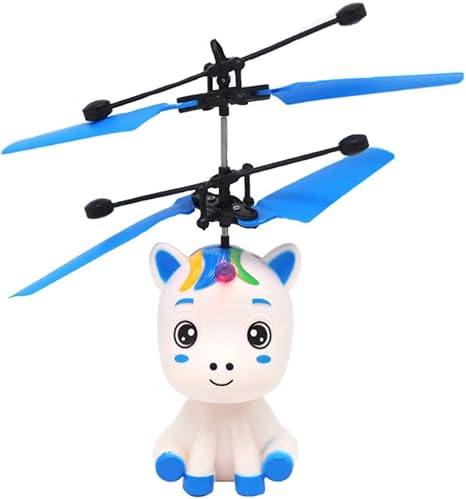 Amazon Nuobesty 空飛ぶユニコーンおもちゃロボット空飛ぶヘリコプターセンサー空飛ぶチョッパー楽しいおもちゃ妖精人形のおもちゃ子供の誕生日パーティーの好意ギフト 青 置物 オブジェ オンライン通販