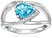 Sterling Silver Swiss Blue Topaz and Diamond Ring, Size 7