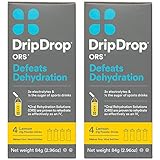 DripDrop ORS 21g Electrolyte Hydration Powder Sticks, 4 Packet Boxes, Lemon, 2 Count