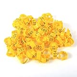 Leg Bands Rings for Poultry Chickens Ducks Goose 6 Colors 100PCS/Bag 16MM 001-100 Numbered Plastic (yellow)