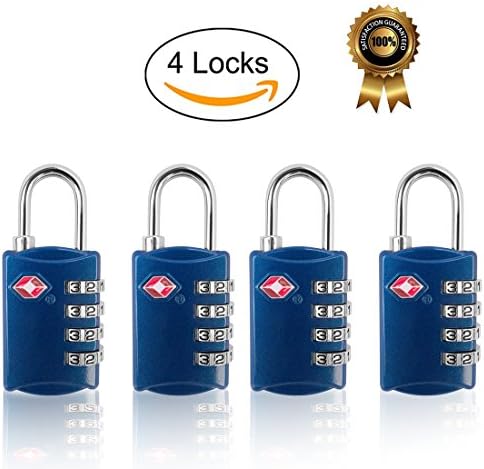 Newtion Tsa Padlock for Luggage Tsa lock 4 Digit Combination TSA Approved Locks 4 Pack (blue)