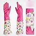 Duttek Exquisite Durable Latex Dishwashing Cleaning Gloves/water Stop Gloves/rubber Gloves/Waterproof Gloves household Gloves with Velvet Lininig,extended Access Sleeve with Random Colors(medium)