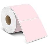 iEager Pink Square Thermal Label Stickers, 3" x 3" Self-Adhesive Square Direct Thermal Labels with Perforation Line, 500 Sheets/Roll