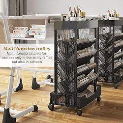 COVAODQ Book Cart with Wheels Mobile Bookshelf
