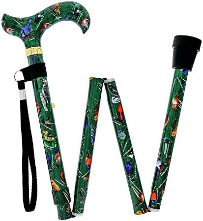 American Songbird Folding Adjustable Designer Derby Cane w/ Able Tri Pod Base
