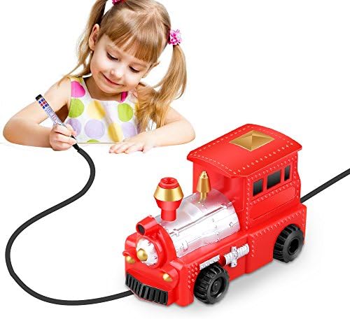 Kaerdun Inductive Train Toy Magic Mini Car Follow Drawn Black Line for Kids (Red Train)