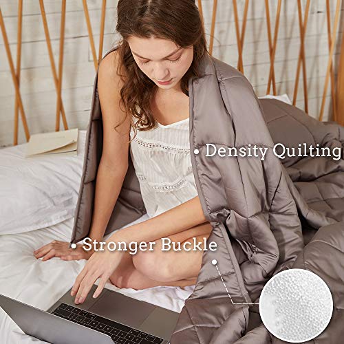 ZonLi Cool Bamboo Weighted Blanket 15 lbs(48''x72'' Grey, Twin), Summer