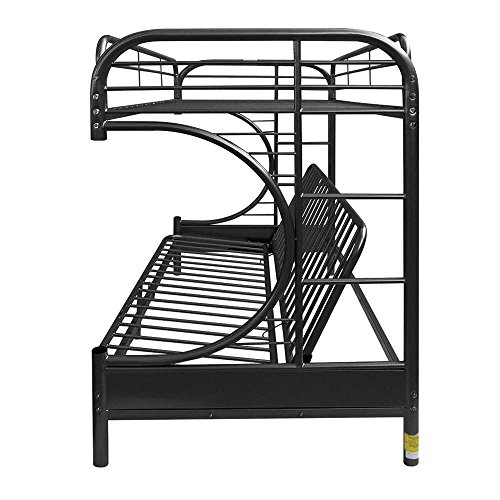 Major-Q 7002091bk Black Modern Metal Tube Supported Twin Futon Bunk Bed with Built-in Ladders & Full Length Guard Rails - Thumbnail 6