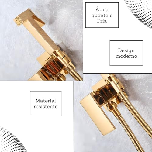 Ducha Higiênica Gold Brilhante Monocomando Lavabo Luxo