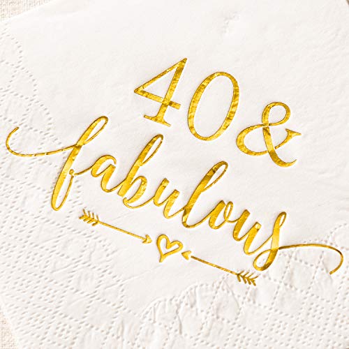 Crisky-40-and-Fabulous-Cocktail-Napkins-Gold-for-Women-40th-Birthday-Decorations-40th-Birthday-Bevergae-Dessert-Table-Supplies-50Pcs-3-Ply