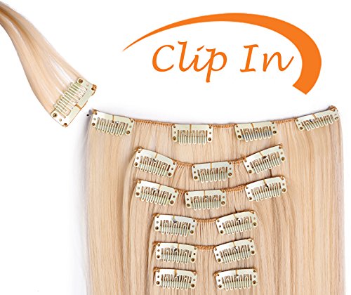 OneDor 24" Straight Full Head Clip in Synthetic Hair Extensions 7pcs 140g (1B-off Black)