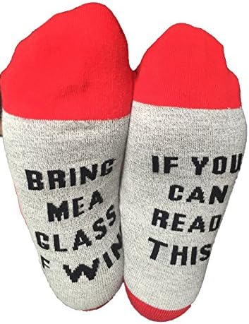 OMONISM Christmas IF You Can Read This PLEASE Bring Me Some Wine Socks (Red)