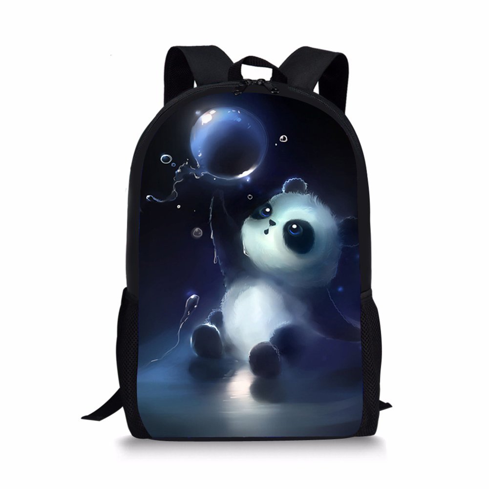 Cartoon School Backpacks for Girls Panda Pattern Cute Lightweight Daypack Book Bag