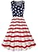 Imily Bela Women's Sleeveless Floral Print Stars and Stripes Racerback Midi Tank Dress USA Flag