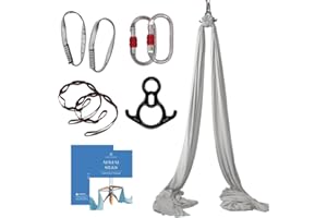 aum active Aerial Silks Starter Kit - Durable 9 Yards of Aerial Yoga Hammock with Hardware & Guide - Aerial Swing for Acrobatic Flying Yoga & All Levels (Aerial Rigging Point Up to 13ft)