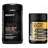 ONNIT Cognitive Performance Bundle: Alpha Brain Nootropic Capsules (30 Count) + Alpha Brain Black Label Capsules (80 Count), IGEN Non-GMO Tested Focus, Mental Clarity & Concentration, Pack of 2