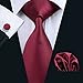 Burgundy Tie Set for Men Silk Wedding Tie Hanky Cufflinks