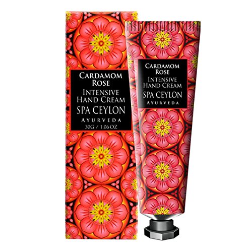 Spa Ceylon Luxury Ayurveda Cardamom Rose Intensive Hand and Nail Cream, Natural Moisturizing Treatment with Pure Essential Oils Aromatherapy, 30 Grams