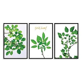 3 Piece Framed Canvas Wall Art for Living Room, Bedroom Green Plants Theme Canvas Prints for Home Decoration Ready to Hang - 16"x24"x3 Panels