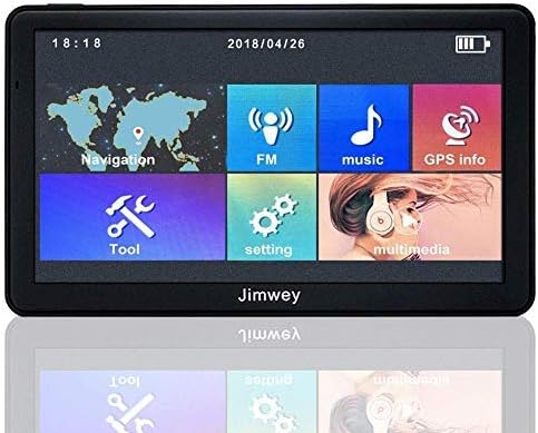 SAT NAV GPS Navigation System, 7 Inch Jimwey 8G 256MB Car Truck Lorry Satellite Navigator Device, Post Code Search Speed Camera Alert, Pre-installed UK/EU Latest 2019 Maps Lifetime Free Update