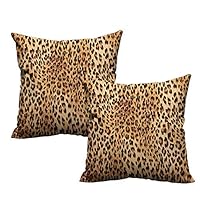 LilyDecorH Square Pillowcase,Animal Print Collection,Wild Animal Leopard Skin Pattern Wildlife Inspired Stylish Modern Illustration,Brown Beige 14"x 14"x2 Soft Toddler Pillowcases Set of 2