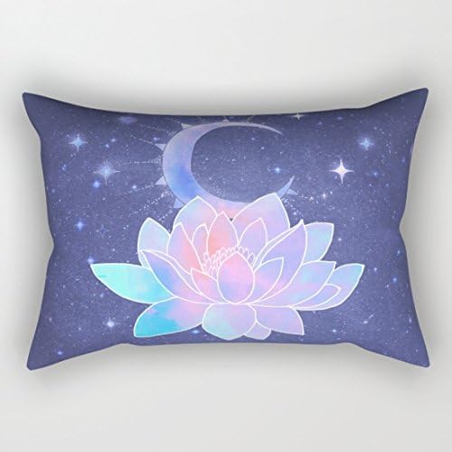 Standard Pillowcase Home Decorative Cushion Case Pillow Cover 20x30 Inches Moon Lotus Flower Rectangular Pillow