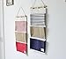 LINENLUX Over The Door Organizer Wall Closet Hanging Storage Bag Multilayer Linen Fabric Pouch Debris (Blue,11.8x25.1In)