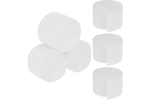 jiebor White Streamers Crepe Paper 492 Ft 6 Rolls for Bachelorette Party Wedding Bridal Shower Birthday Home Office Door Wall Decorations Flower Making