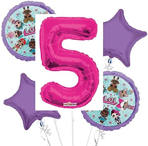 DalvayDelights LOL Suprise Balloon Bouquet 5th Birthday 5 pcs - Party Supplies