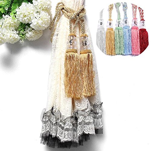 1pair Crystal Tassel Beaded Tiebacks Window Curtains Home Decor Purple