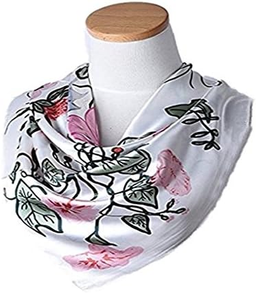 Women's Neckerchief 35" Square Scarf 100% Polyester Silk Feeling Hijabs ScarvesPashmina Bandanas Hair Scarf For Women (White)