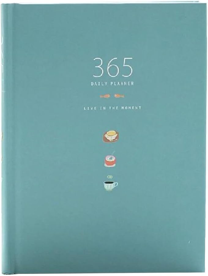 365 Days Daily Weekly Monthly Planner Cute Personal Diary Hard Cover Office Notebook Stationery (Blue)