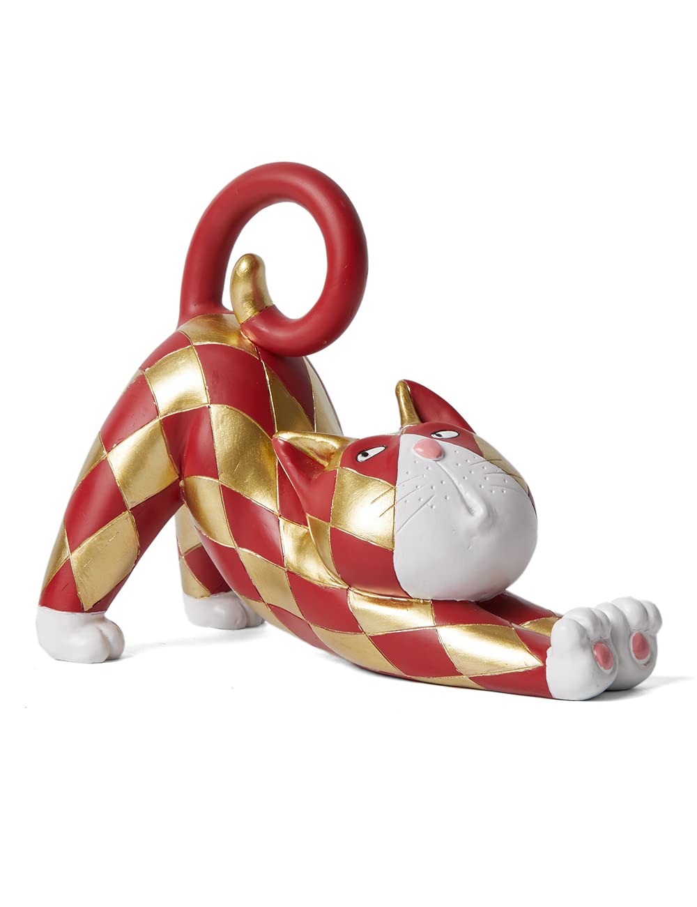 SEINHIJO Cat Figurine Sculpture Animal Statue Gifts Modern Decor Arts Home Ornament Table Centerpiece Crafts Polyresin Red 18cm