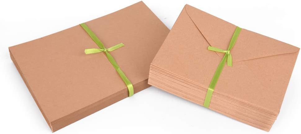 ewtshop® 100-Piece Set Kraft Paper Folding Cards and Envelopes Made of ...