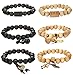 FUNRUN JEWELRY 6PCS 11MM Wood Bead Bracelet for Men Women Buddhist Mala Bracelet Elastic