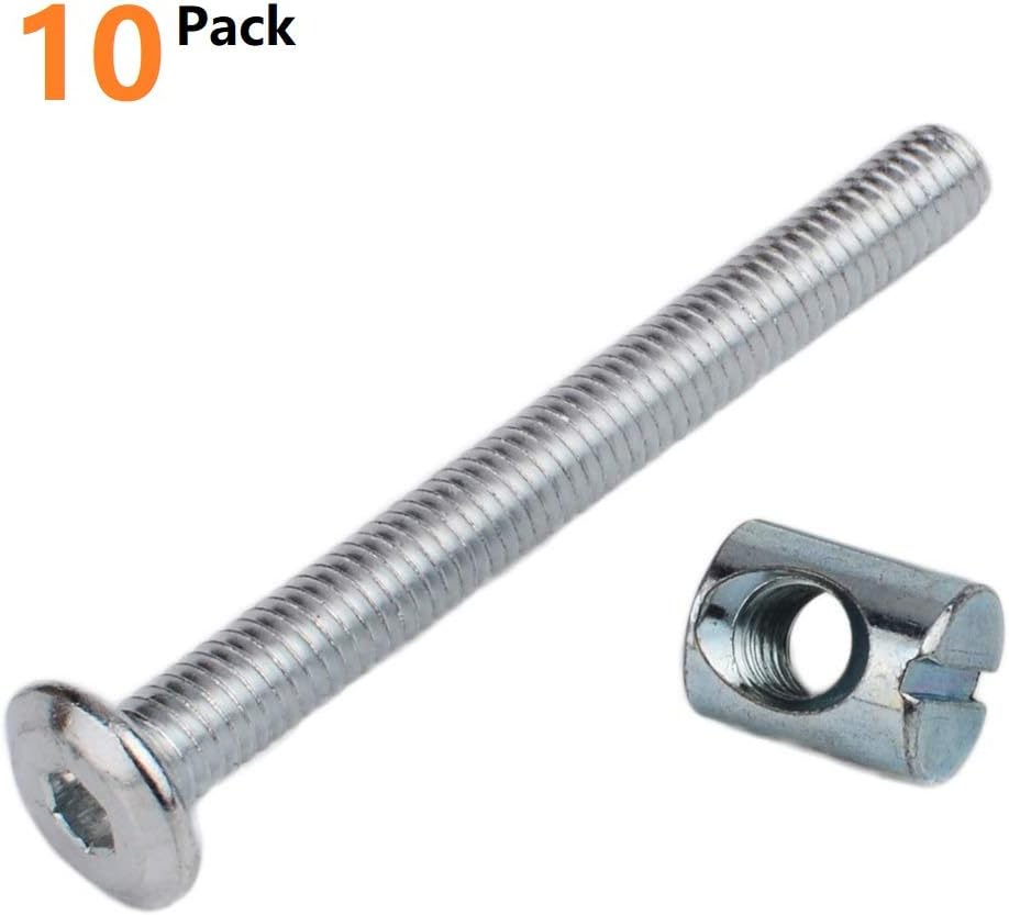 Zeltauto 10 Pack Allen Head Bolt with Slotted Barrel Nut for Furniture