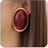 White Statement Earrings for Women Black Blue Red Acrylic Earrings Big Oval Round Earring Large Chunky Earrings Irregular Geometric Drop Dangle Earring Chunky Jewelry