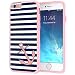 iPhone 6 6s Case, True Color® Nautical Coral Anchor on Stripes Printed on Clear Transparent Hybrid Cover Hard +Soft Slim Thin Durable Protective Shockproof TPU Bumper +Stylus +Screen Protector - Pink