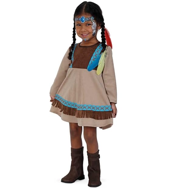 KarnevalsTeufel Kinder-Kostüm Indianer Kleine Feder Ureinwohner Wilder-Westen-Outfit Gr 86, 98 (86)