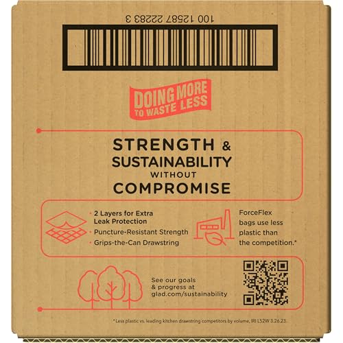 GLAD FORCEFLEX TALL KITCHEN DRAWSTRING TRASH BAGS, 13 GAL, GAIN ORIGINAL, 110 CT, PACK MAY VARY