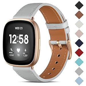 CeMiKa Lederen Bandje Compatibel met Fitbit Sense/Fitbit Versa 3, Vervangende Lederen Band Compatibel met Fitbit Sense…