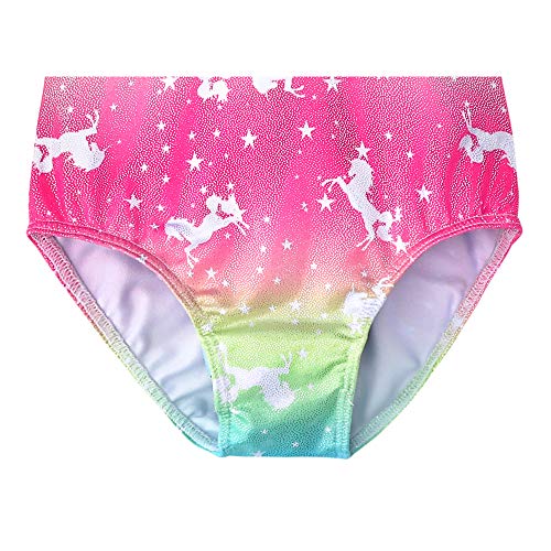 Gymnastics Long Sleeve Leotards for Girls Kids Ballet Sparkle Ribbons Dancewear (04 Rainbow unicorns, 120(4-5Y))