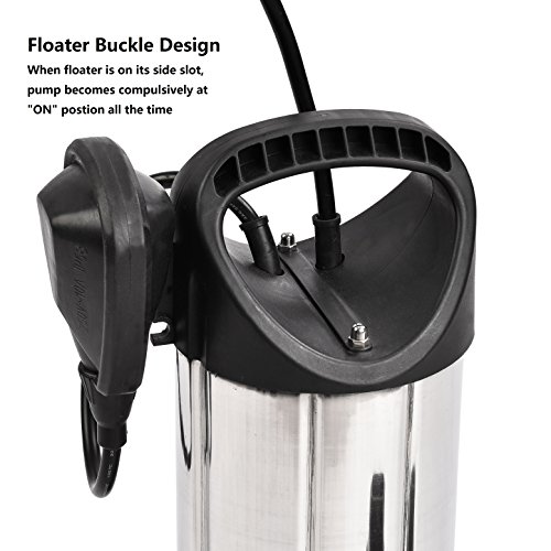 FLUENTPOWER 3/4HP 3300GPH Portable Submersible Water Pump, Dirty/Clean Submersible Pump with Revocable Function of Float Switch by its Holder, Included 1"&1.5" MNPT thread for Discharge Hose