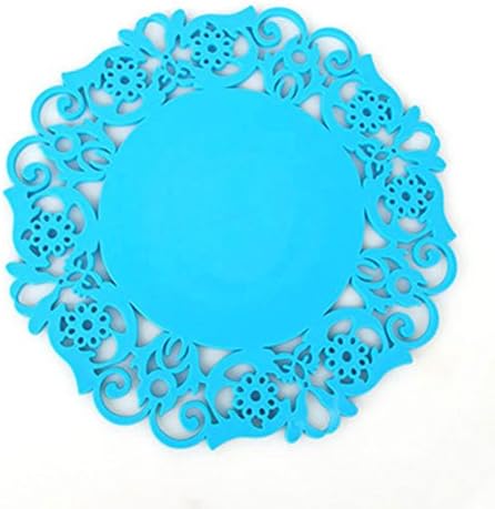 HIGOGOGO New Sipple Design Different Color Insulation Anti-Skidding Dining Room Placemat- Dining Room Lace Round Kitchen Table Placemats Set Of 4 (8", Blue)