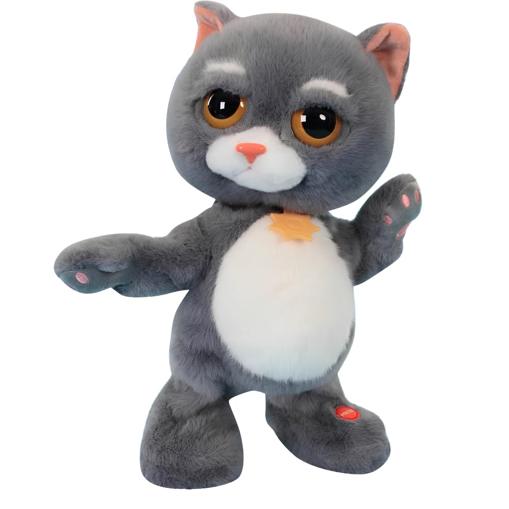 Photo 1 of Interactive Stuffed Plush Animal Toy Mimicking Repeating What You Say, Dancing Cat Toy for Baby Toddler, Cute Singing Cat Toys for 1 Year Old Boy Girl Early Learning Educational
