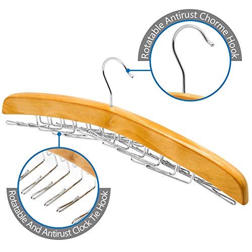 ANKO Tie Belt Hangers 2 Pack, Adjustable Rotating 24 Clip Scarf Racks Holder Hook for Homewares Closet Accessories Organizers Storage - Thumbnail 4