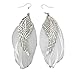 Clearance! Elogoog Fashion Jewelry 11cm Angel Metal Wing Bohemian Handmade Vintage Feather Long Drop Earrings (White)