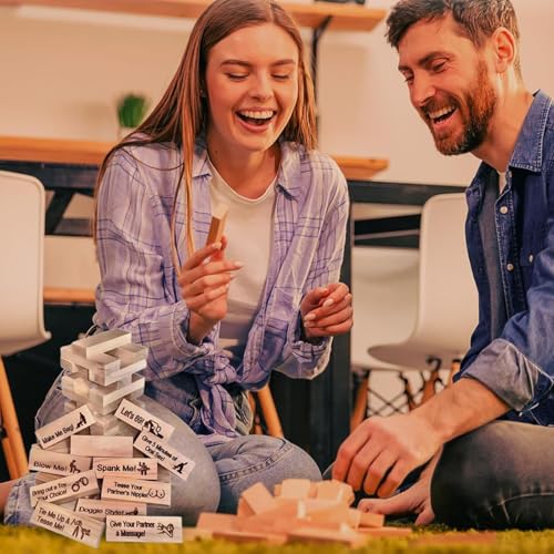 VKX 48Pcs Super Naughty Block Tower Game, Valentine Tumbling Wooden Tower Stacking Blocks Games for Date Night Ideas for Adults Night - Nombre de estilo With gift box | Guatemala